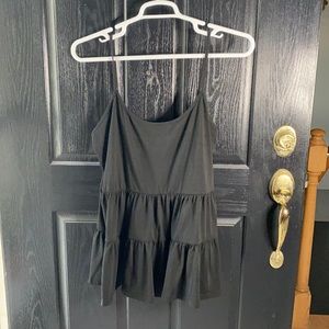 Shein Curve Solid Ruffle Hem Cami Top Black